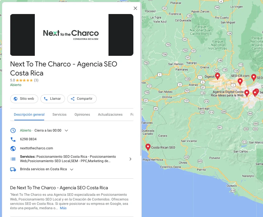 anuncio de Google Mi Negocio de agencia seo Next to the Charco