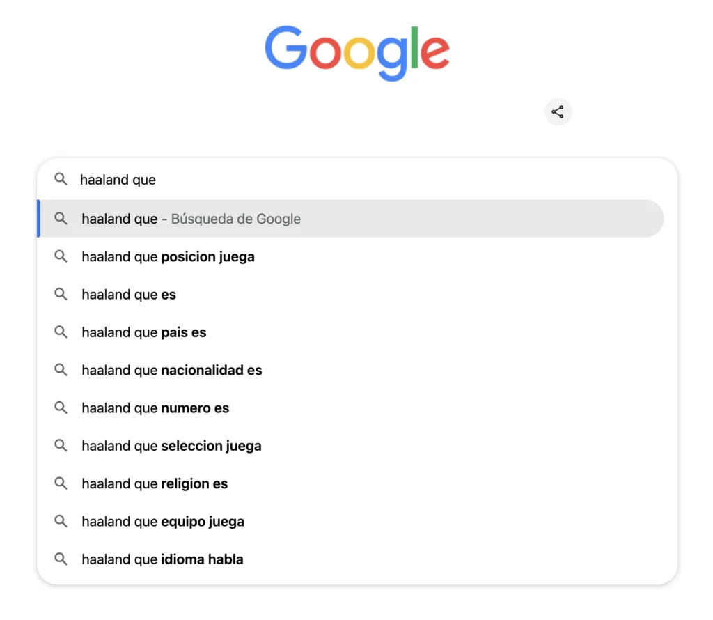 Sugerencias de Google para Haaland