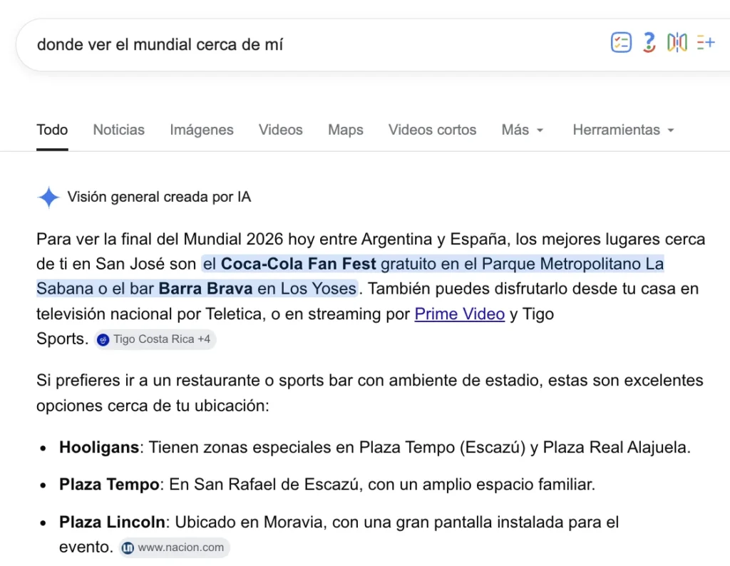 Resultado en Google para: donde ver el mundial cerca de mi Resultado google donde ver el mundial cerca de mi