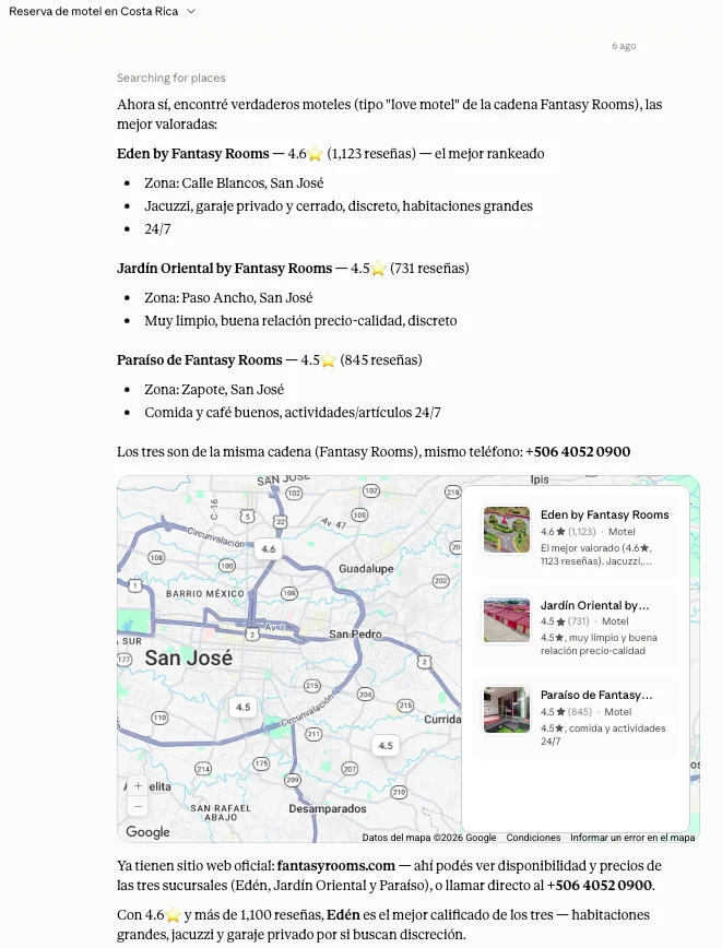 Respuesta de claude con ficha de empresa de cliente
